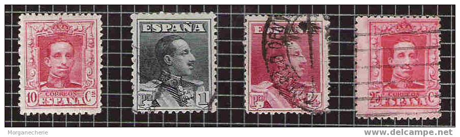 ESPAGNE, SPAIN, 1922-30 LOT ALFONSO XIII VAQUER @ VARIANTES COULEURS - Used Stamps