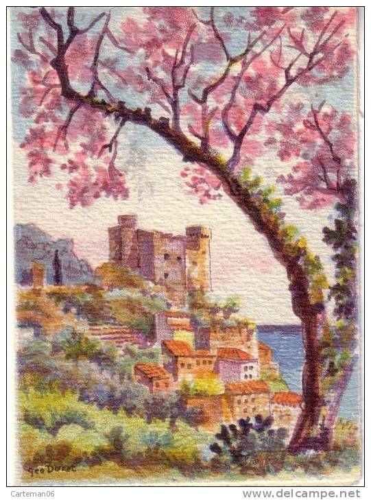 06 - Roquebrune-Cap-Martin - Illustrateur Geo Duret - Le Vieux Château. (MINI CARTE PORTEFEUILLE Format 10.8 X 7.8) - Roquebrune-Cap-Martin