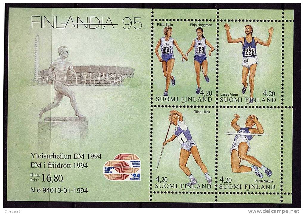 Finlande** Bloc N° 12  - Championnat D´athlétisme Et "Finlandia 95" - Blokken & Velletjes