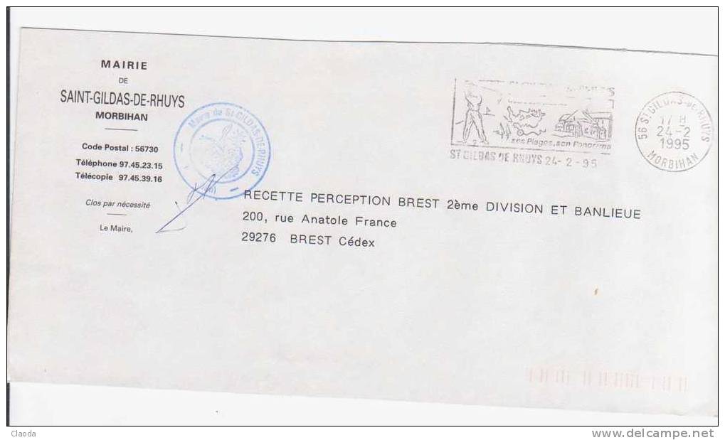 4860 Lettre à Entête  MAIRIE De ST GILDAS DE RHUYS (Morbihan) - Lettres Civiles En Franchise