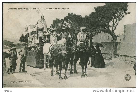 69 - GIVORS - Cavalcade DU 26 MAI 1907 -CHAR De La MUNICIPALITE (bel Attelage Chevaux - échelle) - Carnaval