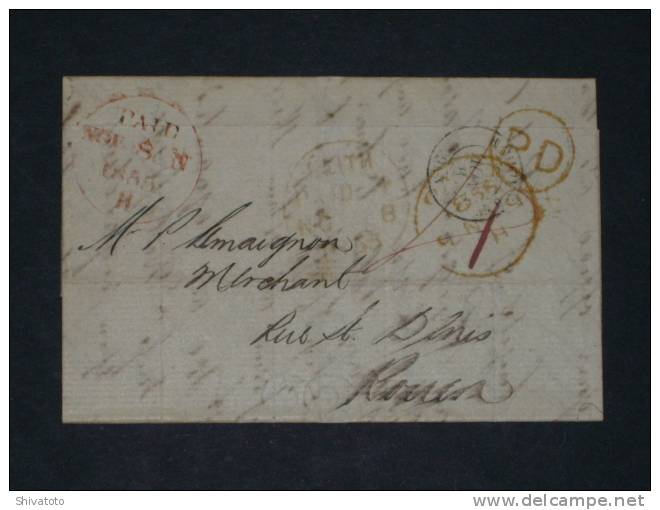 (218) Old Stampless Cover From Leith(UK-11/08/1855)to Rouen(France) - ...-1840 Prephilately