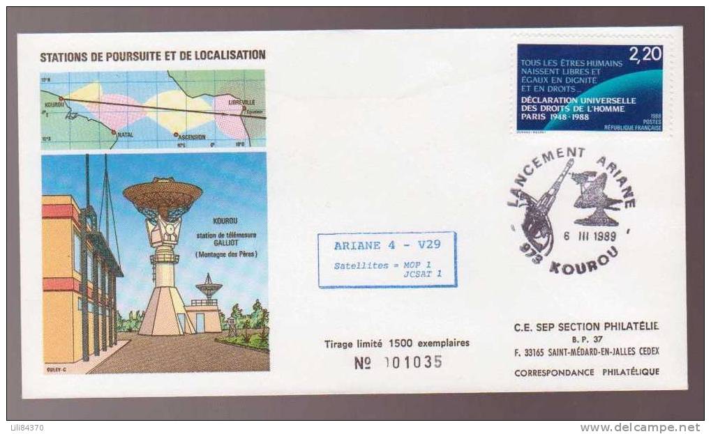 FDC . ARIANE  .Vol  29  06.03.19893.  SEP  St Médard .  No.1035 - Europa