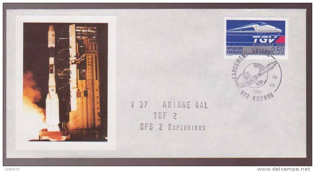 FDC . ARIANE  .Vol  37.   24.07.1990.  TDF 2 .  DFS 2 Kopernikus .  No.219 - Europa