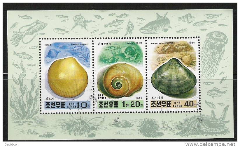 R238.-.KOREA / COREA .- 1994 .- USED  SHEET.- SHELLS / CONCHAS / COQUILLE .- # 1 - Crostacei