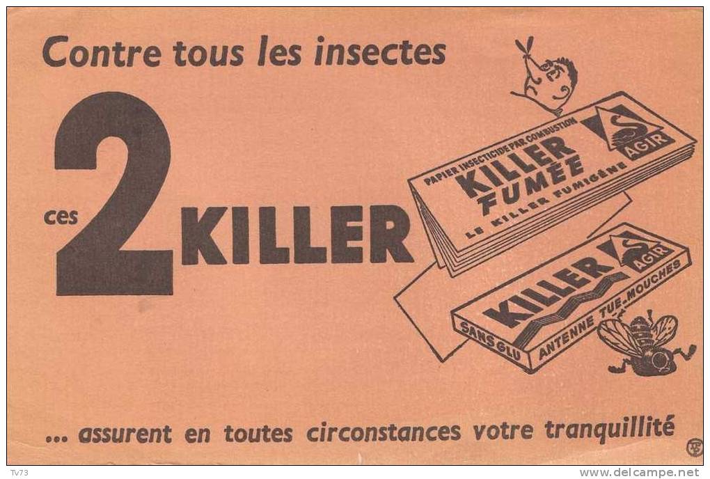 #Bv015 - Buvard : Contre Tous Les Insectes Ces 2 KILLER - Wassen En Poetsen