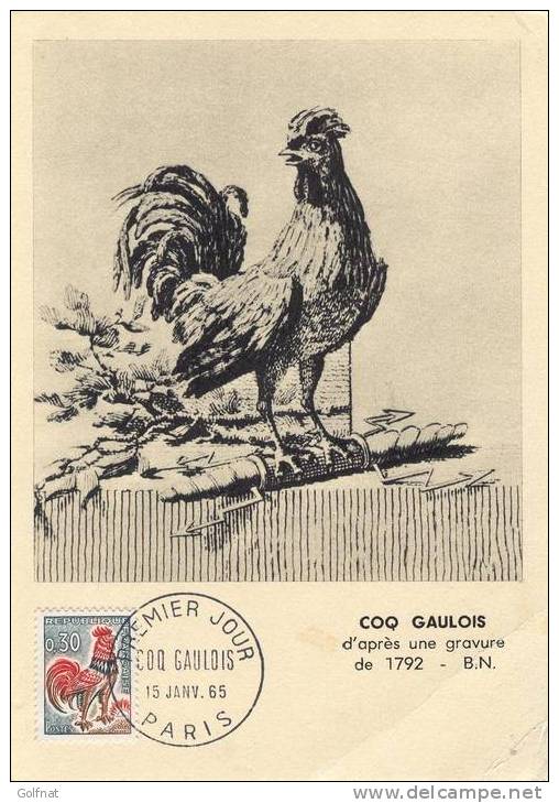 1965 1° JOUR COQ GAULOIS PARIS - Farm