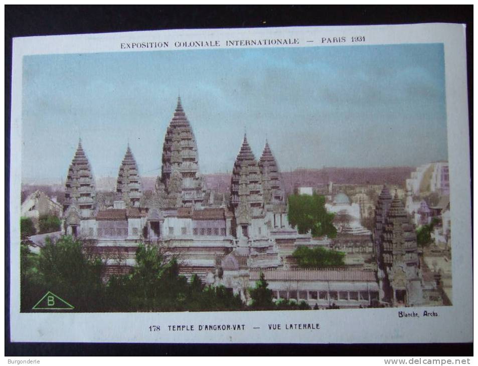 PARIS / EXPOSITION COLONIALE INTERNATIONALE /TEMPLE D´ANGKOR-VAT / VUE LATERALE /JOLIE CARTE COLORISEE/BRAUN & CIE N°178 - Expositions