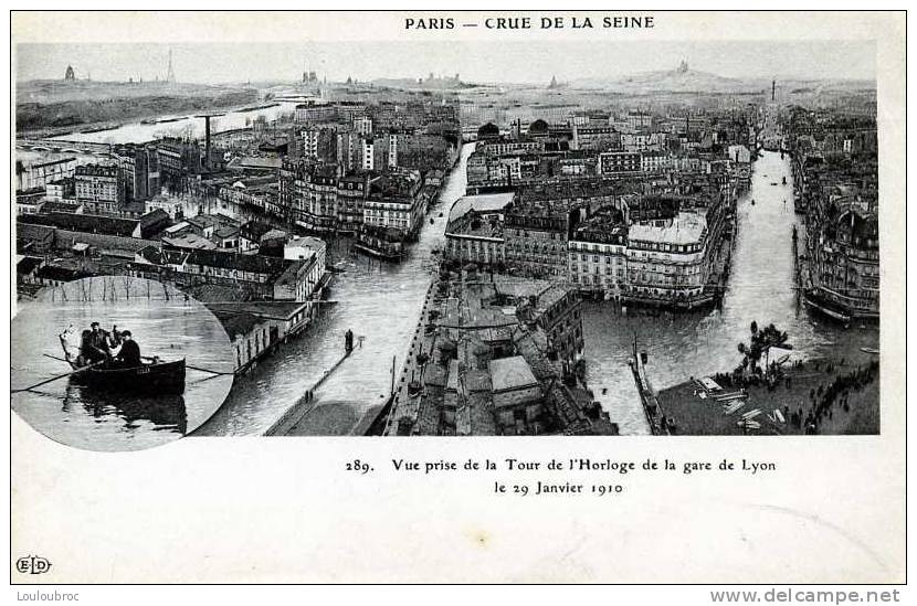 75 PARIS CRUE DE LA SEINE VUE PRISE DE LA TOUR DE L'HORLOGE ELD - Inondations