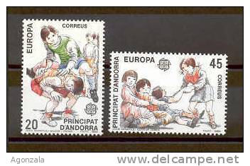 SERIE TIMBRES NOUVEAUX ANDORRE EUROPA JEUX D'ENFANTS 1989 - 1989