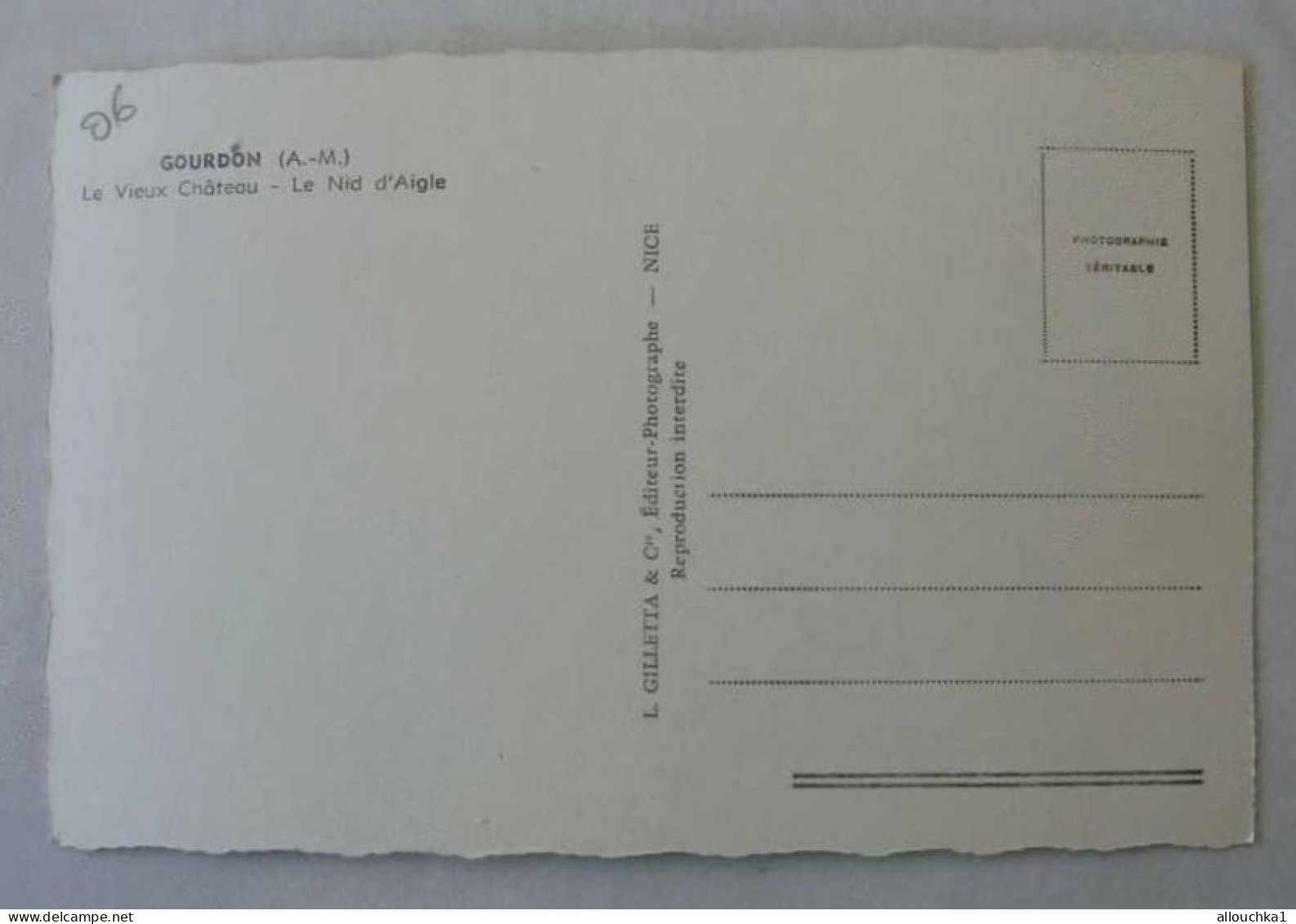 GOURDON LE VIEUX CHATEAU LE NID D'AIGLE  Carte Postale / Europe / France / [06] Alpes Maritimes / Gourdon-CPSM - Gourdon