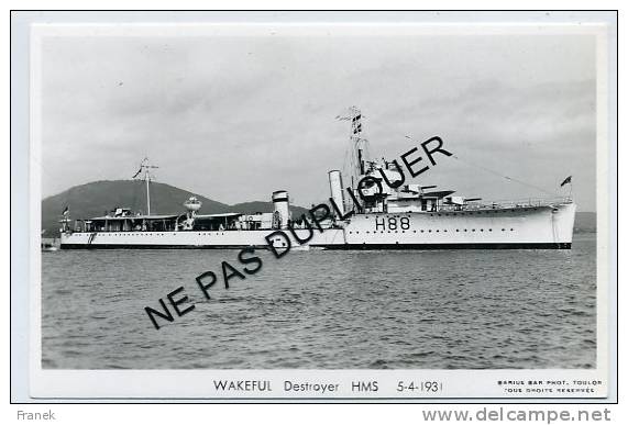5848 Destroyer H88 " WAKEFUL " - (1931) - HMS - Royal Navy - (Grande Bretagne) - Warships
