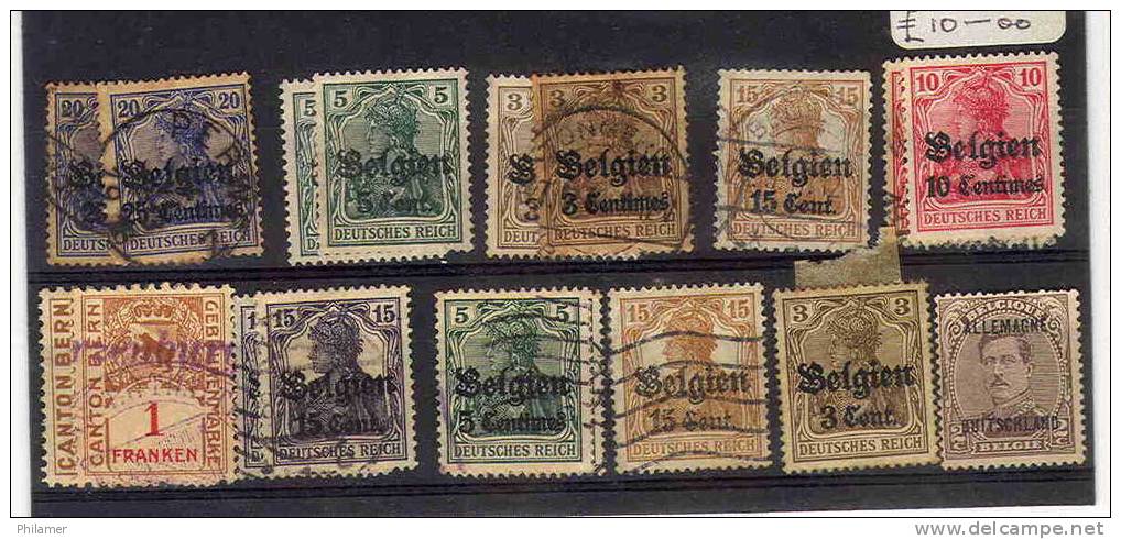 Belgique, Belgium, Lot De Timbres Poste D´occupation Allemande, 1940-45, Neufs Et Obl. Allemagne Germany - Used Stamps