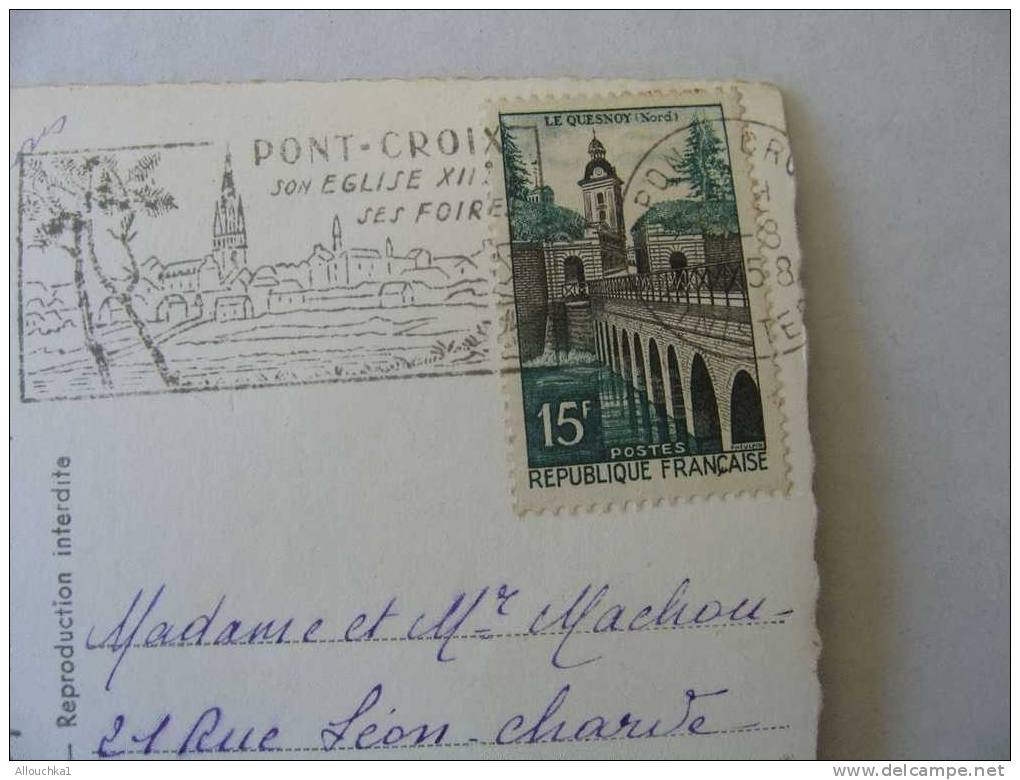 PONT-CROIX  DANS LE FINISTERE 29 N. DAME DE ROSCUDON RIVIERE ET VILLE   POSTé EN 1958 POUR MARSEILLE - Pont-Croix