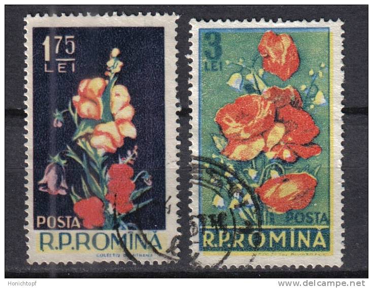Rumänien; 1956; Michel 1591/2 O; Blumen - Gebraucht
