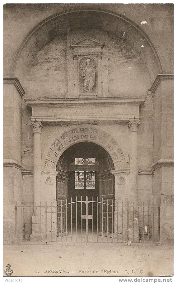 78 - Orgeval - Porte De L'Eglise (non Circulée) - Au Verso : Publicité Pour La "Chemiserie Spéciale" - Orgeval