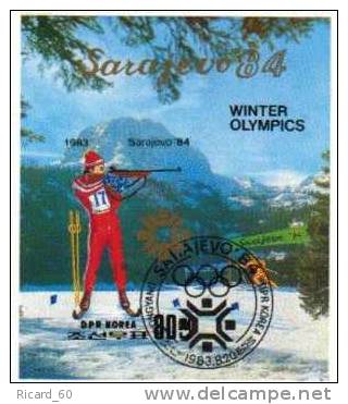 Timbre Jo Sarajevo 84 Biathlon Bloc De Corée Du Nord - Winter 1984: Sarajevo