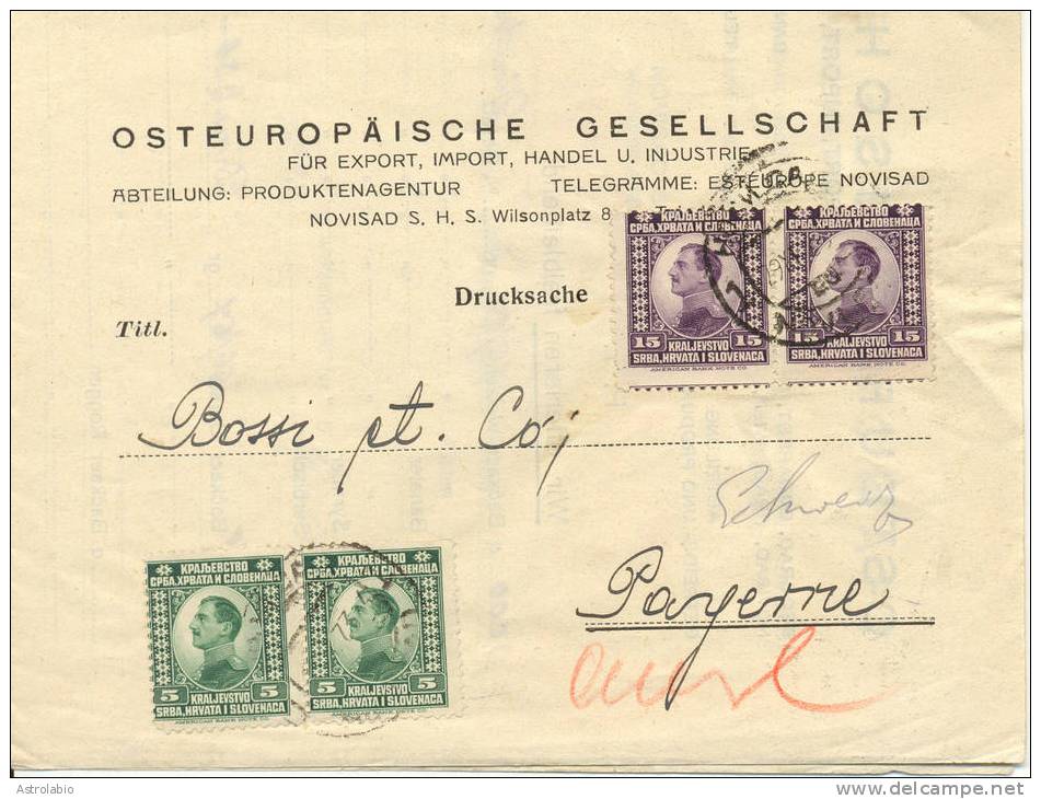 Yougoslavie 1923 Pour La Suisse. Yvert 130(2)-132(2) - Lettres & Documents