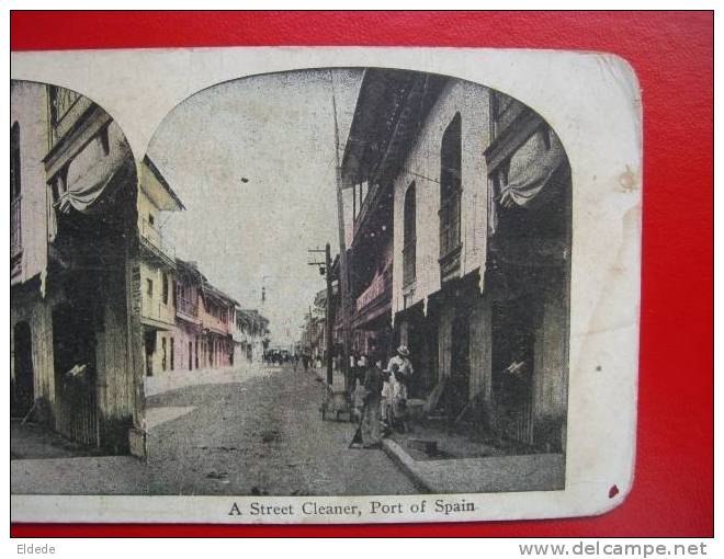 Carte Stereo 2 Vues  Trinidad Street Cleaner Photo Mario Indart Cardenas Cuba Signée 1920 - Photos Stéréoscopiques