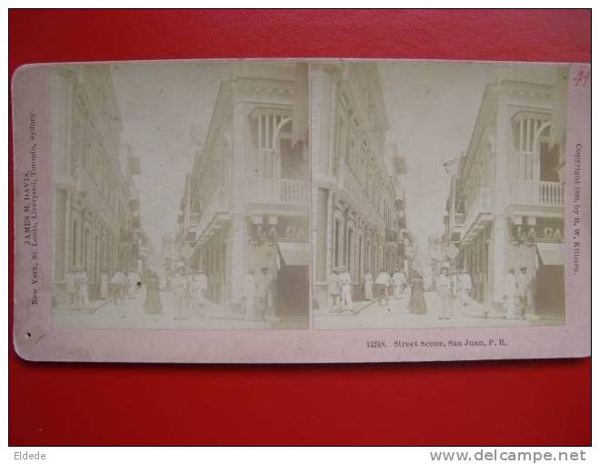 Carte Stereo 2 Vues  San Juan Street Scene By Kilburn Littleton New Hampshire - Puerto Rico