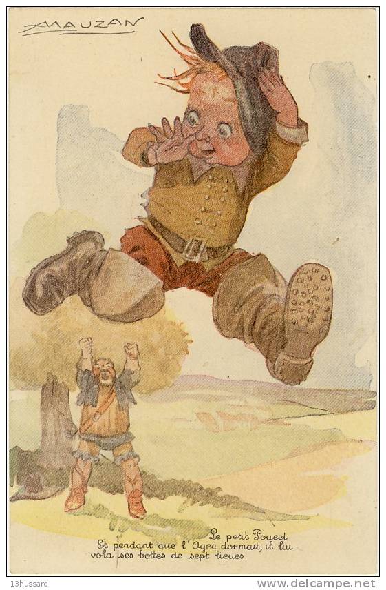 Carte Postale Ancienne Illustrateur Mauzan - Le Petit Poucet - Conte, Fable, Bottes, Ogre - Mauzan, L.A.