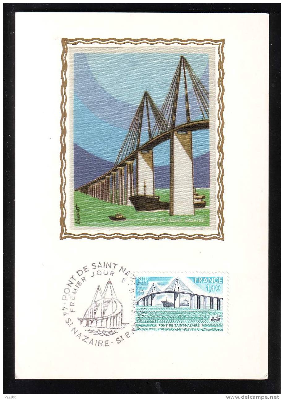 France 1975 FDC Maximum Card,with Ponts-bridge . - 1970-1979