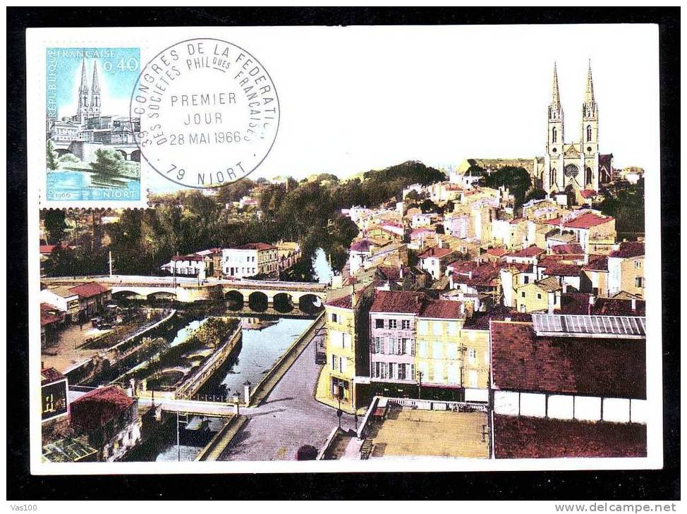 France 1966 FDC  Maximum Card,with Ponts-bridge . - 1960-1969