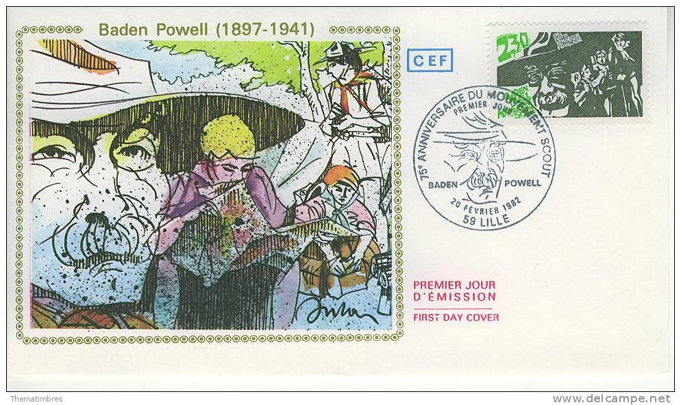 BJ0722 Lord Baden Powell Scoutisme 2201 France 1982 FDC Premier Jour - Other & Unclassified