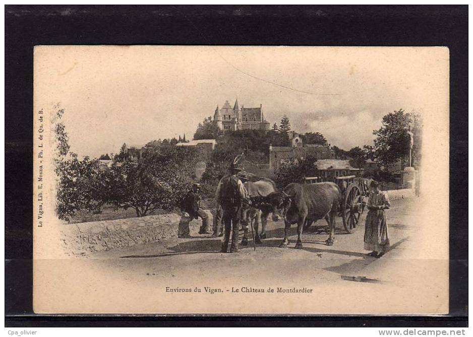 30 LE VIGAN (environs) Chateau De Montdardier, Animée, Attelage De Boeufs, Beau Plan, Ed Monna, Dos 1900 - Le Vigan