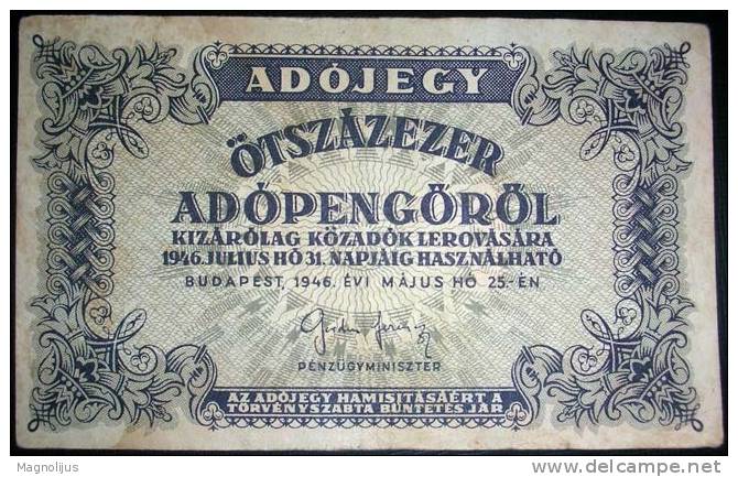 Paper Money,Banknote,Hungary,Russian Ocuppation?,Pengo,Dim.135x82mm,Year Of 1946. - Ungheria