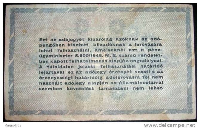 Paper Money,Banknote,Hungary,Russian Ocuppation?,Pengo,Dim.135x82mm,Year Of 1946. - Hungary