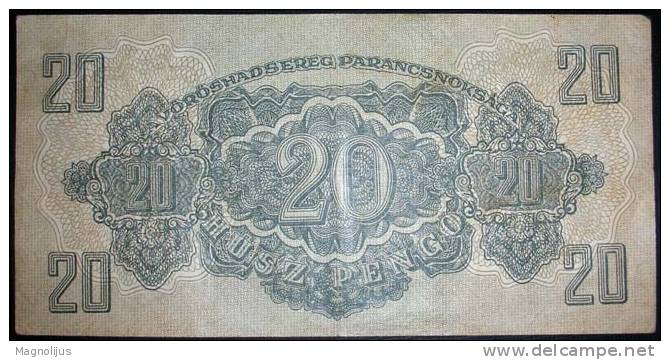 Paper Money,Banknote,Hungary,Soviet Ocuppation,20 Pengo,Dim.166x83mm,Year Of 1944. - Hongrie