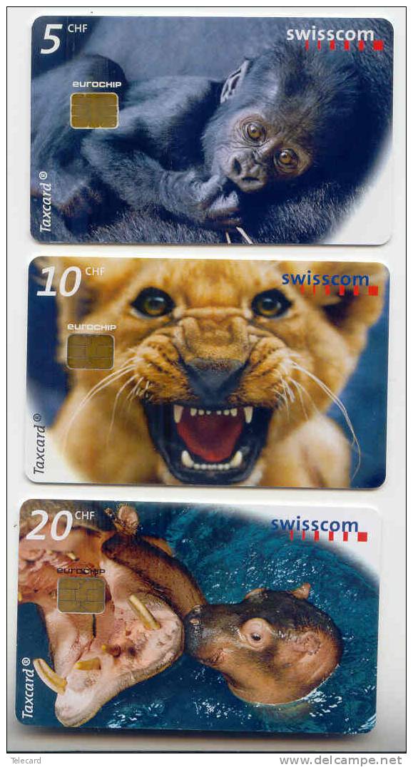 3 Télécartes (37) SUISSE SWISS SWITSERLAND  SERIE Taxcartes DIEREN TIERE ANIMALS ANIMAUX - Collezioni