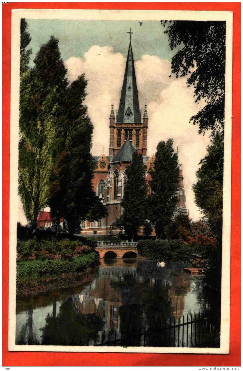 * Dadizele (Bij Moorslede - Ieper) * (Artcolor Burxelles) Basiliek Oostkant, Basilique, église, Vieux Carte, Cygne,canal - Moorslede