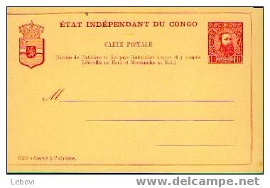 Congo - état Indépendant - Carte Postale- Avec Timbre Préimprimé - Interi Postali
