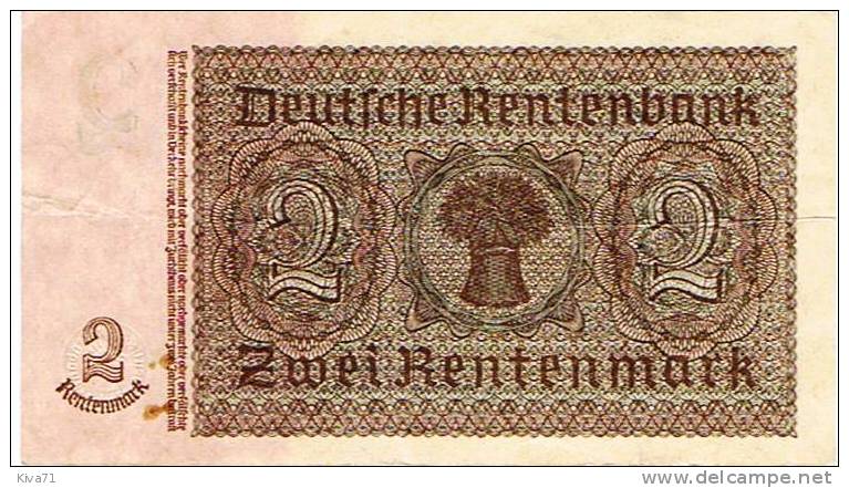 2 RentenMark " Allemagne"  30 Janvier 1937   Ble31 - 2 Rentenmark