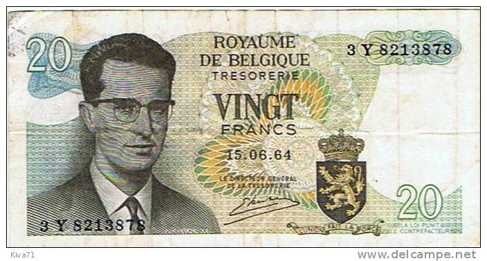 20 Francs  "BELGIQUE"  15 Juin 1964    Bc 7 - 20 Francos