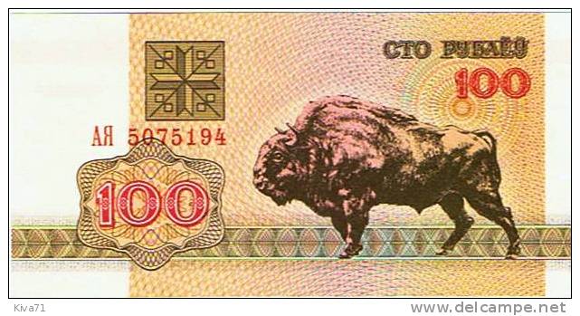 100 Rublei  "BIELORUSSIE"  Bison  1992     UNC    B1 - Belarus