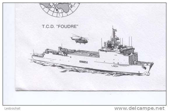 T.C.D.  "FOUDRE", Mission BALBUZARD : Empreinte Commémorative à TOULON NAVAL, Enveloppe Illustrée. - Schiffe