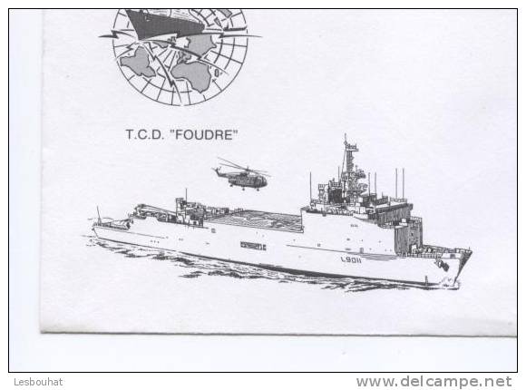 T.C.D.  "FOUDRE", Mission BALBUZARD : Empreinte Commémorative à TOULON NAVAL, Enveloppe Illustrée. - Boats