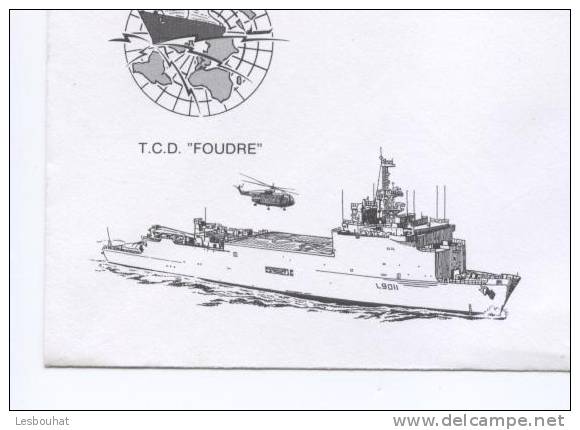 T.C.D.  "FOUDRE", Mission BALBUZARD : Empreinte Commémorative à TOULON NAVAL, Enveloppe Illustrée. - Bateaux