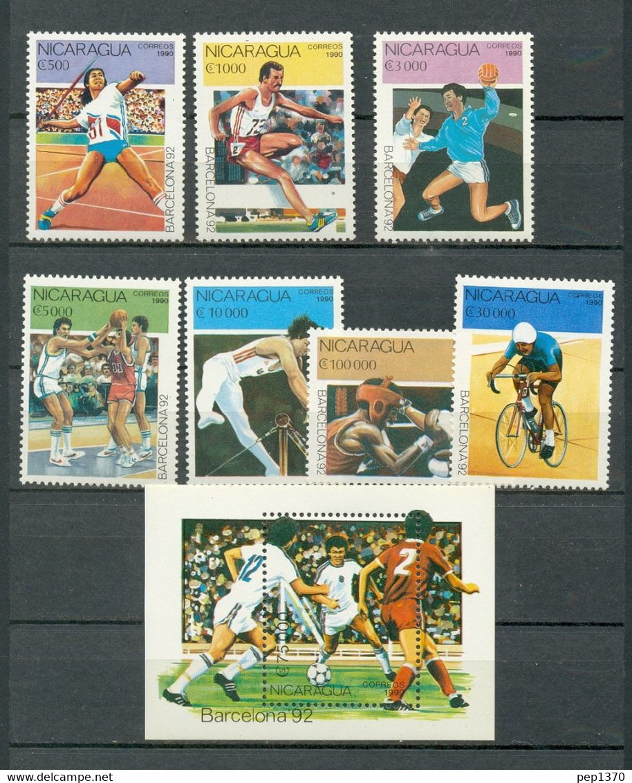 NICARAGUA 1990 - OLYMPIC GAMES OF BARCELONA 92 -,  YVERT 1530/1536** + BLOCK - 197** - Ete 1992: Barcelone