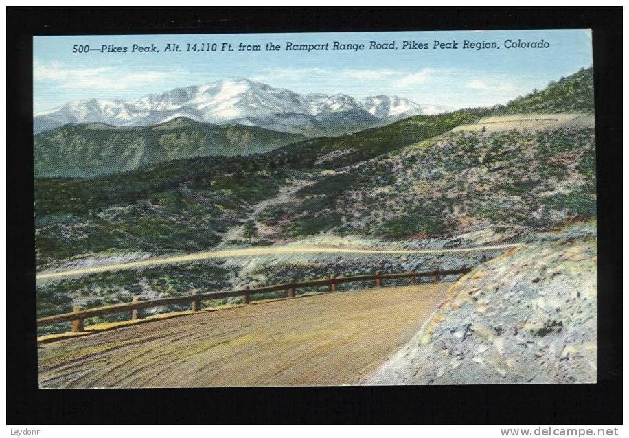 Pikes Peak, Alt, 14,110 Ft. From The Rampart Range Road, Pikes Peak Region, Colorado - Colorado Springs