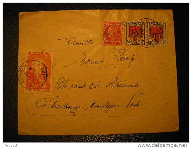 Lettre D´ANNECY Pour Strasbourg 1949 - Covers & Documents