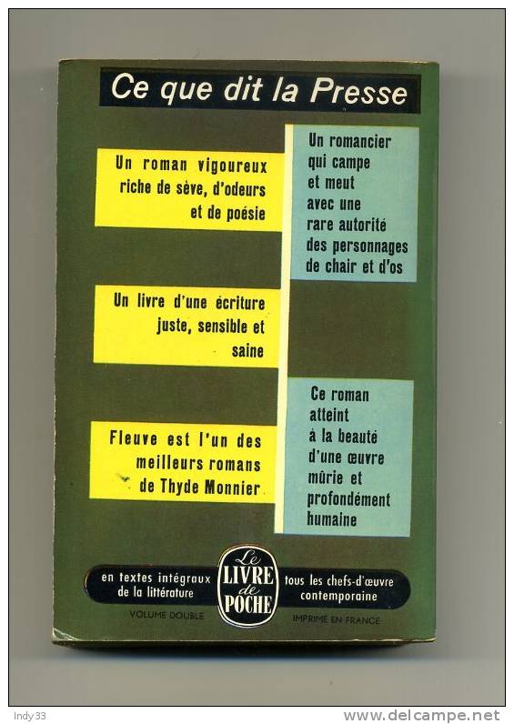 - FLEUVE  PAR T. MONNIER . LE LIVRE DE POCHE N°143/144  1964 - Aventure