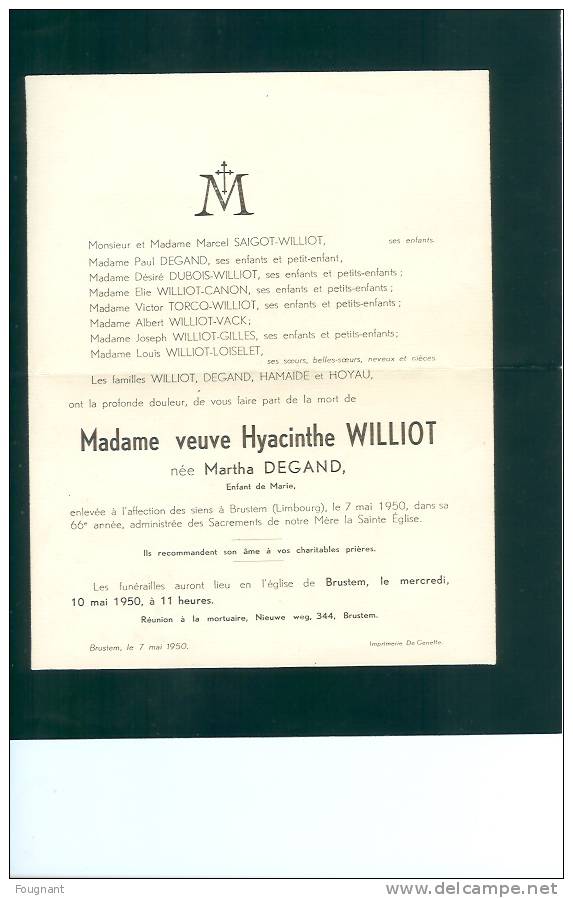 Belgique:timbre N°422 Sur Avis Mortuaire.6-5-1950. - Other & Unclassified