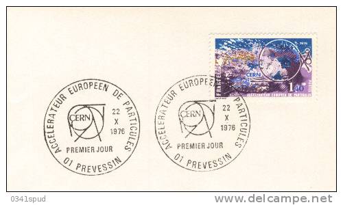 1976 France 01 Prevessin   Atome Atomo Atom CERN  Energie Nucléaire  Energia Nucleare Nuclear Energy Sur Lettre Entiere - Atomo