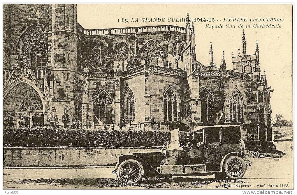 CP 51 L´EPINE  Près De Chalons ,façade Sud D La Cathédrale (automobile) - L'Epine