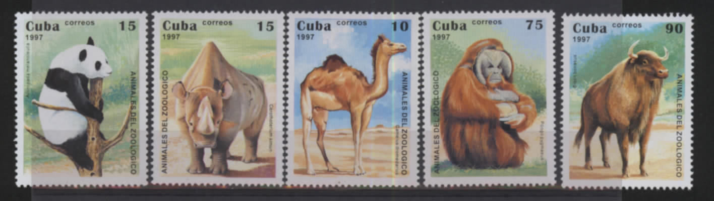 1997 CUBA RARE ANIMALS (PANDA) 5V STAMP - Ours