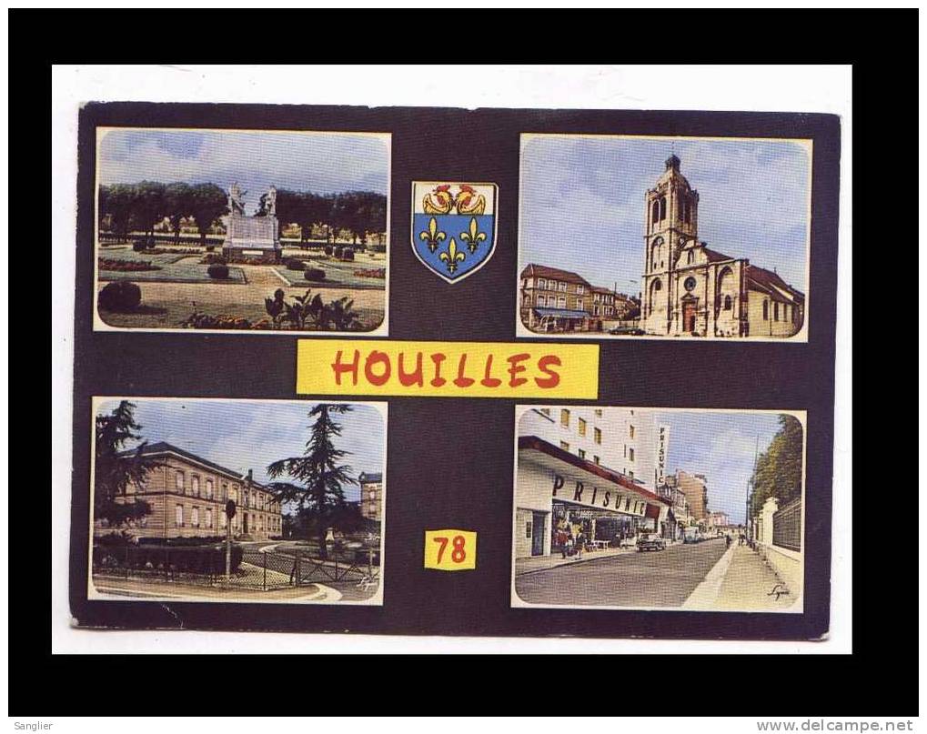 HOUILLES N°12886 - LE SQUARE . L'EGLISE . L'HOTEL DE VILLE . L'AVENUE CHARLES DE GAULLE - MULTIVUES - Houilles